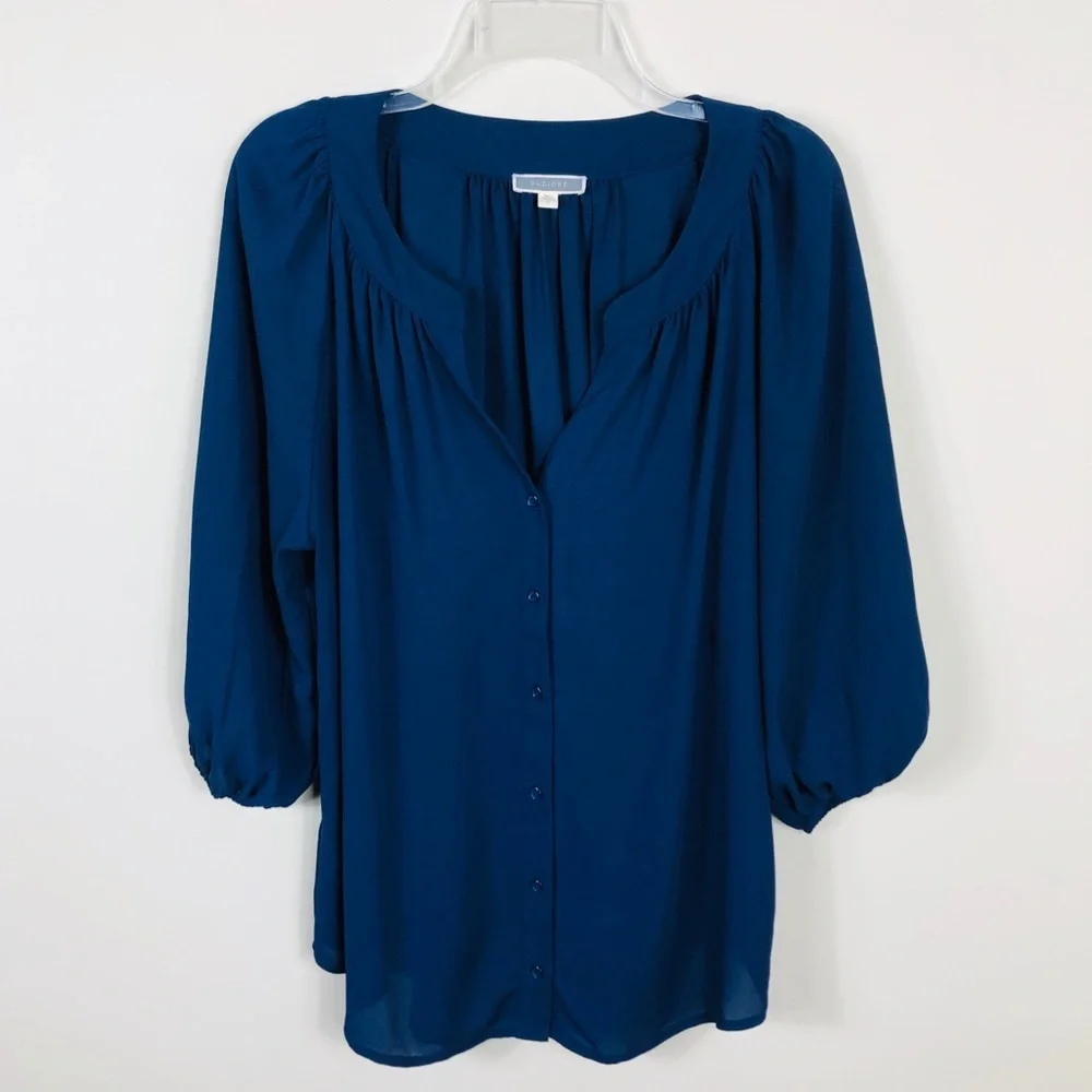 Nordstrom Pleione V-Neck Button Down Blouse - Picture 1 of 5